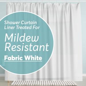 BigFoot Shower Curtain Liner  72 x 72 Fabric Premium Shower Curtain with Rustproof Metal Grommet and 3 Magnetic Weights  Odor Free and Compatible with Standard Showers, White