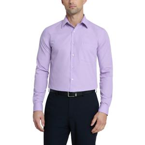 Van Heusen Mens Dress Shirt Regular Fit Poplin Solid (15.5" Neck 32"-33" Sleeve, Lavender)