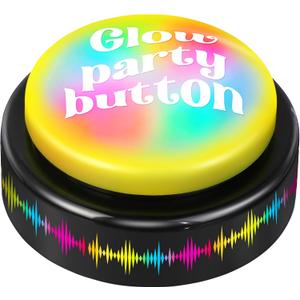 Feekoon 1 Pack Dance Party Button, Plays 10 EDM Tracks, 30 Second Light Up Dance Bomb Button with Batteries  Funny Gag Gift for Office, Classroom, Teachers, Coworkers & Friends
