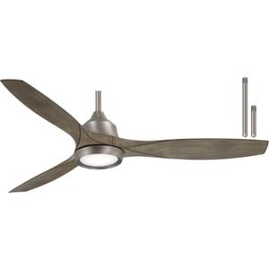 SkyHawk  F749L-BNK Skyhawk 60 Inch LED Ceiling Fan with Carved Wood Blades, Integrated LED Light and DC Motor, and Additional 3.5" Downrod in Burnished Nickel Finish