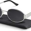 livho 2025 Trendy Oval Sunglasses - Stylish Polarized Shades for Everyday - Retro Metal Grey/Silver