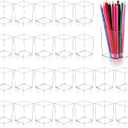 Kifmurase 24 Packs Acrylic Pen Holder, Clear Makeup Brush Holder, Rectangle Pencil Cup Desktop Organizer for Office School Home, Aesthetic Desk Penholder Storage Container Accessories, 2.6x2.6x3.9 In