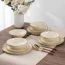 AmorArc Ceramic Dinnerware Sets,Handmade Reactive Glaze Stoneware Plates and Bowls Sets,Highly Scratch Resistant | Dishwasher & Microwave Safe Dishes Set,Service for 4 (12pc)