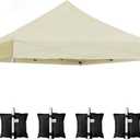 Ontheway 10' x 10' Replacement Canopy Top for EZ Pop Up Tent, Instant Canopy Top Cover, Bonus 4PC Pack Canopy Weight Bag (Beige)