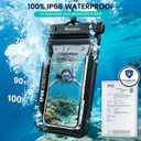 Niveaya Floating Waterproof Phone Pouch, IP68 Waterproof Phone Case with Lanyard for iPhone 17 16 15 Pro Max, Galaxy S25 24 Ultra, Cellphone Dry Bag Beach Cruise Essentials(up to 8.5"-2 Pack)