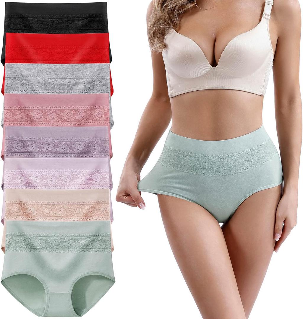 Women's Underwear Cotton Tummy Control High Waisted Underwear Soft Breathable Full Coverage Panties Multipack (Medium)