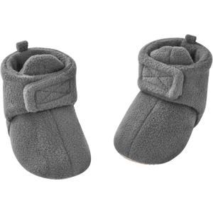 pureborn Unisex Baby Boy Girl Fleece Cozy Booties Warm Infant Shoes (0-3 Months Infant, Dark Grey)