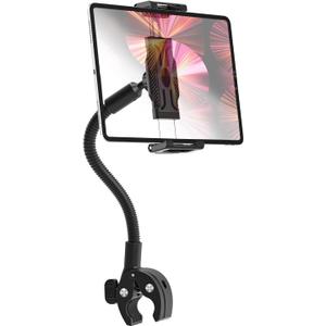 Gooseneck Handlebar Tablet Holder for Bicycle/Treadmill/Stroller, Wheelchair Tablet Mount with Flexible Arm for iPad Pro/Air/Mini, Galaxy, 6.1-15.6" Devices and Thickness Cases [Up to 1.18"]