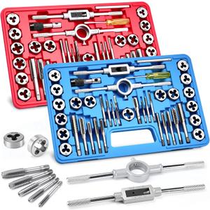 80pcs Tap and Die Set, Metric and Standard Threading Tool Kit for Cutting and Repairing Internal & External Threads, NC/NF/NPT Compatible (80)