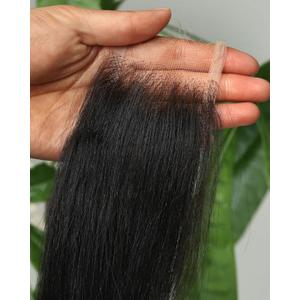 BEEOS 2x6 Yaki Straight SKINLIKE Real HD Lace Closure, 0.10mm Ultra-thin Invisible HD Lace Pre-Plucked Bleached Knots Human Hair Closure 18 Inch