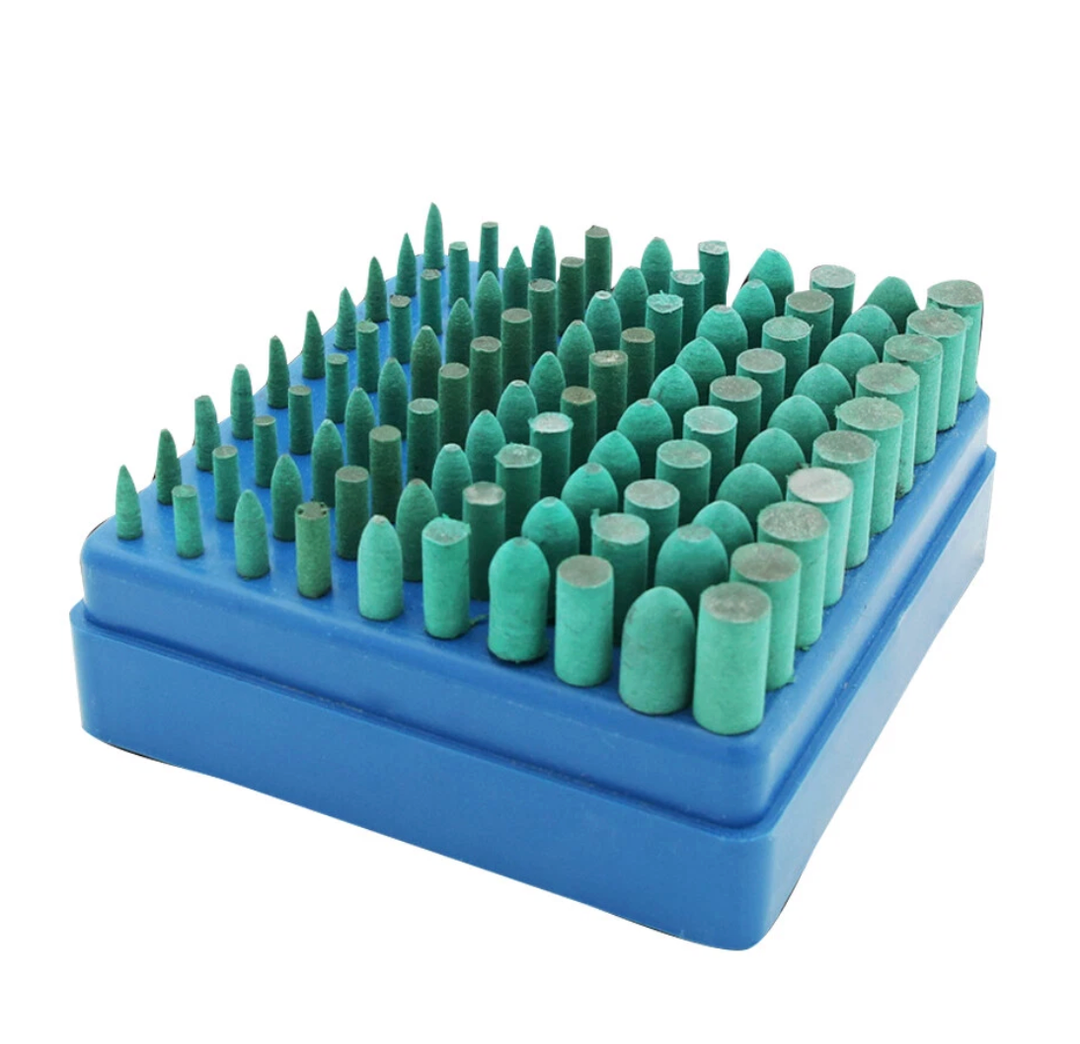 100pcs Shank Rubber Head Abrasive Grinding Mounted Point Polishing Rotary Tools