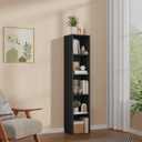 5 Cube Black Book Shelf, Tall Bookcase for Bedroom Home Office Living Room