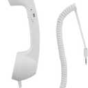 Retro 3.5mm Telephone Handset Cell Phone Receiver Mic Microphone Speaker for iPhone iPad Mobile Phones Cellphone Smartphone (White)