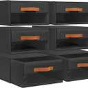 DIMJ Closet Organizers and Storage - Foldable Storage Bins with Drawers Fabric Stackable Storage Drawers with Clear Window,Fabric Clothes Organizers and Storage Drawers for Closet, 6-Pack, Black
