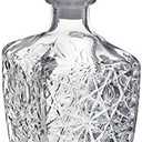 Chefcaptain Liquor Decanter Bottle With Stopper, Lead-Free Glass, Crystal Cut Design, 760ml (26 Oz), Dishwasher Safe, Clear