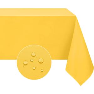 Softalker Rectangle Tablecloth, Waterproof & Stain Resistant Square Table Cloths Wrinkle Free 210GSM Fabric Washable Polyester Table Cover for Spring/Party/Outdoor - 54 x 54 inch,Yellow