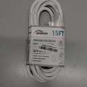 Indoor/Outdoor Extension Cord, 16 Gauge 15FT White 3 Prong Heavy Duty, Weatherproof, UL Listed, 16/3 SJTW 13A Power Cord for Outdoor Lights, Appliances, Lawn