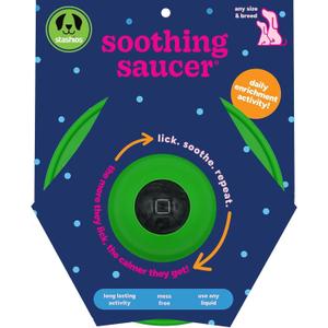 Stashios: Soothing Saucer - Dogs Slow-Licking Device, Rolling Ball Dispenses Liquid, Pet Calming Activity, Fill W/Liquid Treats-Broth-Soothing Sauce