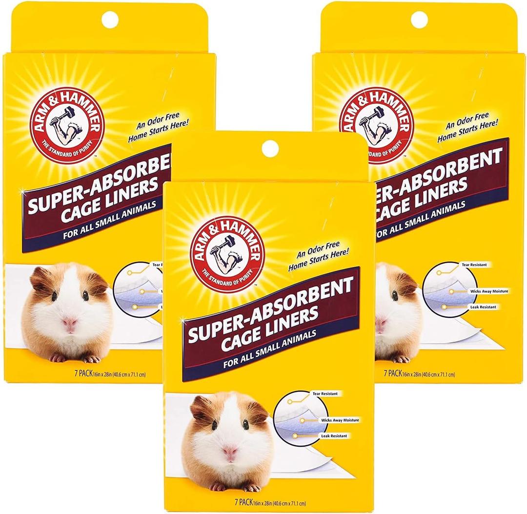 Arm & Hammer for Pets Super Absorbent Cage Liners for Guinea Pigs, Hamsters, Rabbits & All Small Animals Best Cage Liners for Small Animals (Pack of 3, 21 Count Toal) Arm & Hammer for Pets Super Absorbent Cage Liners for Guinea Pigs, Hamsters, Rabbits & All Small Animals Best Cage Liners for Small Animals (Pack of 3, 21 Count Toal)