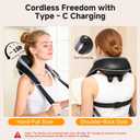 6D Neck Massager for Pain Relief Deep Tissue, Kneading Shiatsu Neck and Shoulder Massager with Heat,Cordless Massager for Back and Shoulder Pain, Gifts for Women Men Home Office Christmas (Black)