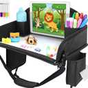 Kids Travel Tray for Car Seat, Toddler Road Trip Essentials With Drawing Kit, Travel Activities Must Haves (Black)