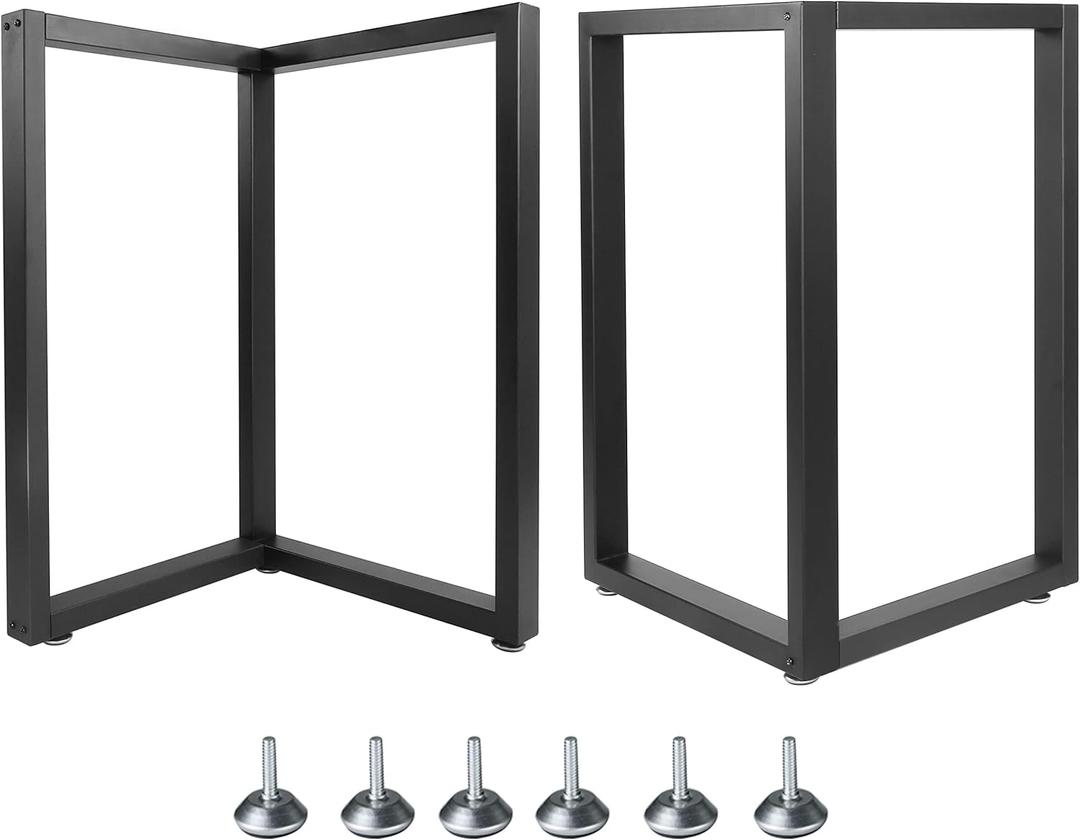 Lendpea Square Metal Table Legs Heavy Duty Desk Legs for Dinning/Computer/Work Table Industrial Furniture Legs Set of 2 28 Height 18" Wide (Matte Black-L)