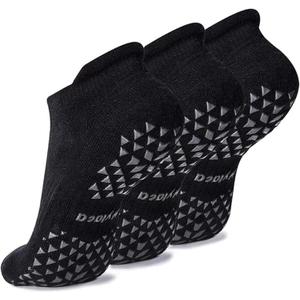 Hylaea No Slip Socks for Yoga Pilates Barre Hospital, Grip Slipper Socks for Pilates, Home, Kickboxing | No Slide, Multi Pack Large X-Large