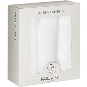 VOLHA&CO Bassinet Fitted Sheets 100% Cotton Jersey 3-Pack White