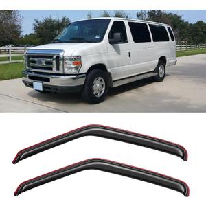 in-Channel Window Visors Rain Guards Shield for 2007-2014 Ford E-150/E-250/E-350/E-450 Super Duty, Window Vent Wind Deflectors Visors Shades for 07-14 E150 E250 E350 E450
