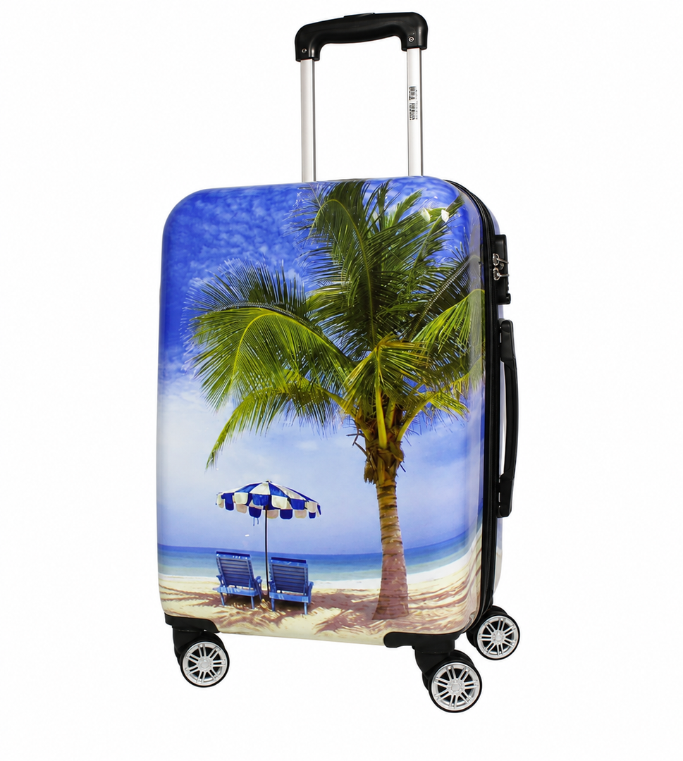World Traveler Carry-On Hardside Spinner Luggage Set With Case-Palm Tree