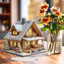 JJFox DIY 5D Tabletop Diamond Art Painting Kit Desktop Ornament Special Shaped Rhinestone Desk Placement OrnamentHome Office Stand Up Gem Painting Craft KitGift (Christmas House)