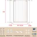 43 inch Tall Safety Dog Gate Adjustable 29.7-39 inch Extra-Wide Metal Pet Gate Drill-Free Pressure-Mount Installation kit Self-Closing Cat Gate for Stairwells、Doorways（White）