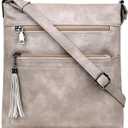 MASINTOR Crossbody Purses for Women, Multi Pocket Casual Crossbody Bag, Adjustable Strap Shoulder Bag with Tassel (Vintage Grey)