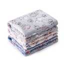 1 Pack 3 Blankets Super Soft Fluffy Premium Fleece Pet Blanket Flannel Paw Printed Throw for Dog Puppy Cat (Small 23x16'', Beige, Grey, Navy)