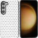 Case for Samsung Galaxy S23, Hybrid Heavy Duty 2 in 1 Full Body Rugged Shockproof Protection Glossy Case for Samsung Galaxy S23 Polka Dot Aesthetics White