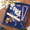 CroBlissful 1 Pcs 17"x23" Graduation Shadow Box Frame Large Wood Display Case with Stick Pins Hanging Hardware Graduation Gown Display Memory Shadow Box for Cap Gown Diploma Stole Cords (Blue)