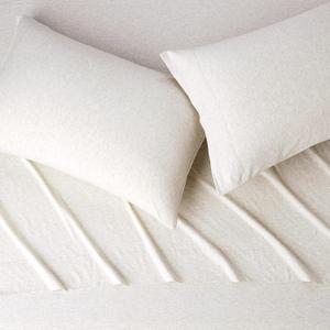 Amazon Basics 4 Piece Bed Sheets Set, 100% Cotton Jersey, Includes Super Soft, Flat and Fitted Sheets, Pillowcase, King, Oatmeal, Solid