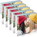 ILYXY 5 Pack Acrylic Frame 6x6, 20% Thicker, 24mm Thick Frameless Clear Square Picture Frame, Double Sided Magnetic Photo Frame, Free Standing Desktop Display Stand Acrylic Picture Frames