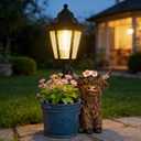 Solar Highland Cow Outdoor Statue, Garden Decor with Flowerpot & Lantern Highland Cow Figurines for Yard Art Lawn Ornaments Porch Patio Balcony - Gifts for Women Mom