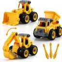 TOY Life Constructions Toys Vehicles Trucks Take Apart Toys Sandbox Toys Trucks Set Excavators Building Car Toys with Drills - Best Gifts Truck Toys for Boys Kids Toddlers 3 4 5 6 7 8 Years Old