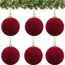 Velvet Ball Ornaments Christmas Balls Red 6 PCS 2.36-Inch Xmas Tree Ball Ornaments for Party Christmas Tree Decor Baby Shower First Xmas Decorations