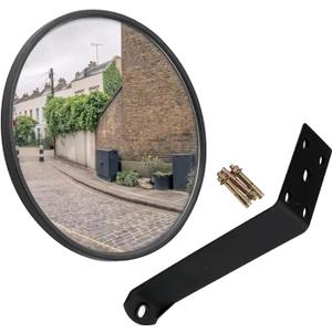 8 Inch Convex Mirror with Adjustable Wall Fixing Bracket, Driveway Security Mirror for Wide Angle View