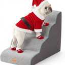 Gardner Pet Dog Stairs for Small Dogs 19.7" H, Curved 4-Step Pet Stairs, Dog Steps for High Bed (18-24 in), Couch with Durable Non-Slip Waterproof Fabric Cover and CertiPUR-US Certified Foam (Grey)