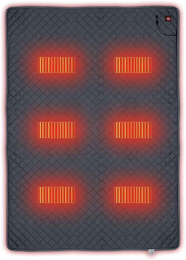 Portable Large Size Electric Heating Pad Heated Sleeping Pad Outdoor Camping Sleeping Bag Pad USB/Type-C Powered 3 Heating Levels Heating Pad for Cold Weather Camping Backpacking or Hiking 59 x 71in (Navy)