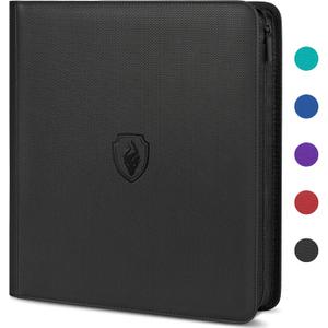 Premium Zip Card Binder 12 Pocket, Fabmaker 912 Pockets Trading Card Binder, PU Zipper Card Collection Album, Sturdy Side-Loading Card Book Holder for MTG, TCG, Game Cards, Sports Cards, Black (12 Pocket - 15" x 13.6")