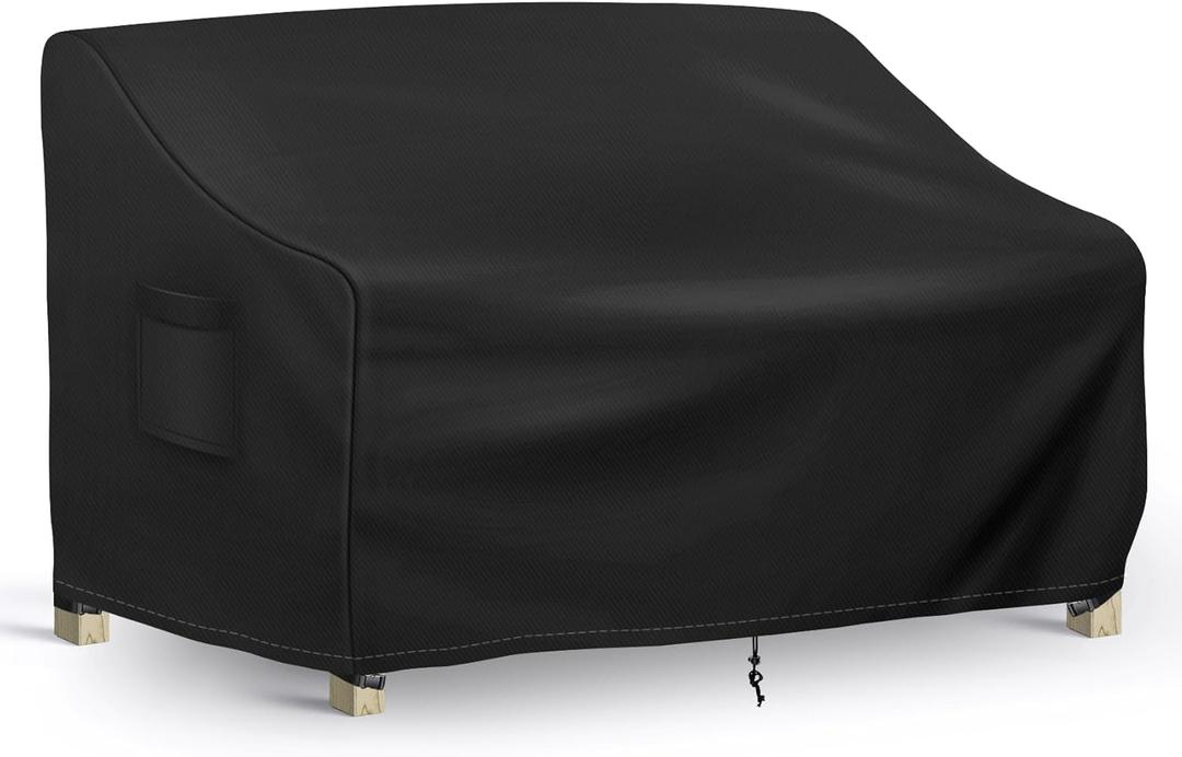 Patio Loveseat Cover Waterproof, 2-Seater Outdoor loveseat Cover, Patio Furniture Covers with Air Vent and Handles, 60W x 34D x 30H Inches, Black