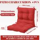 Marsui 4 Pcs Outdoor Indoor High Back Chair Cushions Patio Furniture Tufted Pillow with Ties Water-Resistant Replacement Outdoor Rocking Chair Cushions, 42 x 21 Inches (Red,Solid Color)