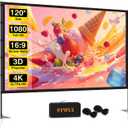 STWUI Outdoor-Projector-Screen-with-Stand - 120 inch Portable Projection Screen Indoor Outdoor Projector Screens 16:9 4K HD Lightweight Movie Screen with Carry Bag for Backyard Movie Night