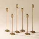 Perfnique Brass Candlestick Holders Set of 6 - Antique Gold Iron Candle Holders for Christmas, Birthday, Wedding, Party, Dining Table, Fireplace Mantel Decor (Gold)