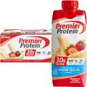 Premier Protein Protein Shake, Strawberries & Cream, 30g Protein, 1g Sugar, 11 fl oz Pack of 12, BB Date 12 APR 2026